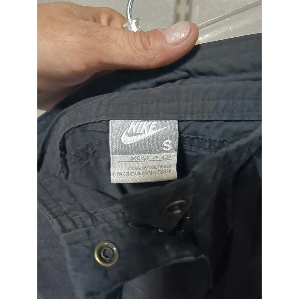 Nike Womens Black Cargo Pants S Straight Leg Utility Pockets Drawstring Waist